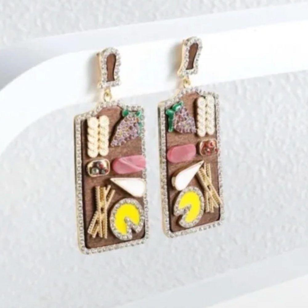💍💍 FREE Charcuterie Board Cheese Peasant Pop Art Deco Farm Fruit Boho Earrings